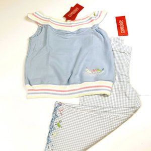 NWT Gymboree Girl Scallop Hem Gingham Partridge Capri & Stripe Neck Knit Tank 6